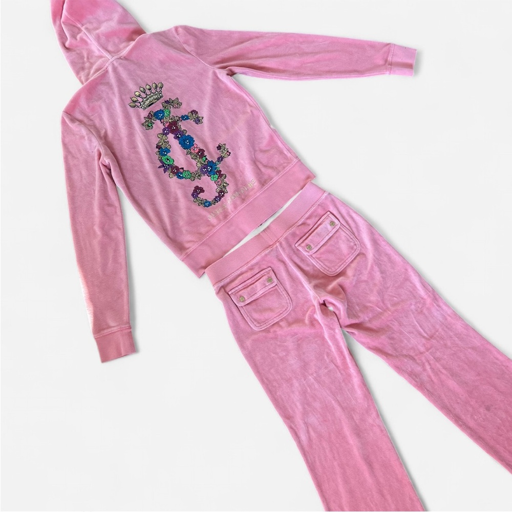 ❗️SOLD❗️Juicy Couture Pink Tracksuit – Girly Y2K Style with Floral Logo🎀🌸🌼🌺